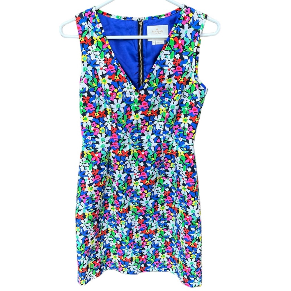 Kate Spade Mira in Full Bloom Silk Blend V-Neck Dress Sz 2 - Picture 1 of 14